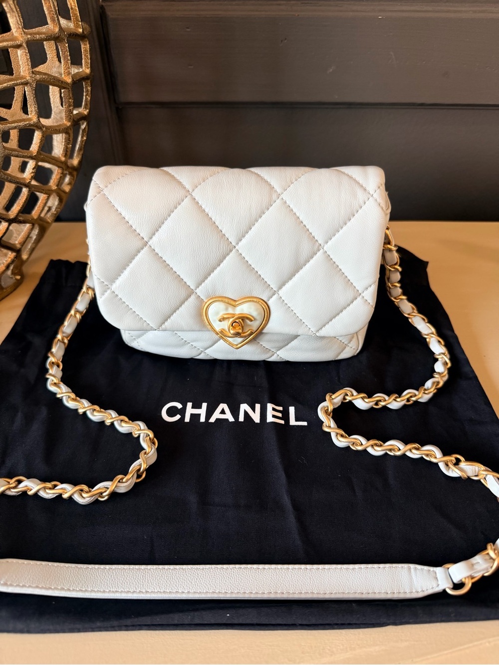 Chanel 22S Baby Blue Lambskin Plexiglass Coco Love Mini Flap | Microchipped ✨